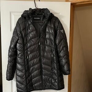GUESS Women's Charcoal Puffer Coat